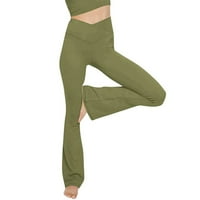 Njshnmn ženske joge hlače gamaše vježbanje trčanje nogu, zeleno, l