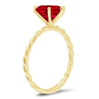 2.0ct Heart Cred Crveno simulirano rubin 14k žuti zlatni godišnjički angažman prsten veličine 5