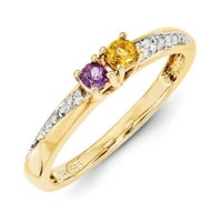14k žuto zlato Obiteljski nakit Diamond Semit Set Band Veličina prstena 7. Montaža finog nakita za žene