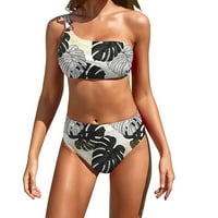 Dolkfu Žene jedna ramena podstavljena dva bikinija ljetna plaža kupavajuća odijela smiješna dizajnerskog