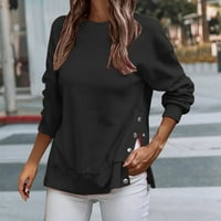 Ženska modna punog okruglog vrata na ramena dugih rukava s podijeljenim bočnim gumbom pulover Dugeashirt