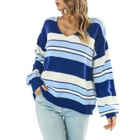 SNGXGN WOMENS košulje s dugim rukavima ženski džemper vrhovi pulover mekani džemperi za žene, plave,