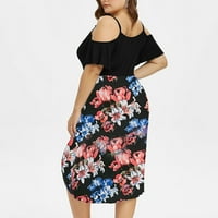 Asdoklhq ženska maxi haljina ispod 10 dolara, žene plus veličine V-izrez cvjetni ispis kratkih rukava