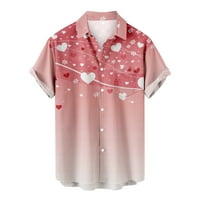 Muški plus veličine Valentines Dnevne majice Ležerne prilike labave gumb dolje majice Heart Print Havajski aloha majice