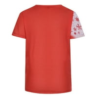 Žene Ljetne vrhove Ured tuničke cvjetne tiskane majice kratkih rukava okrugli vrat crveni XL