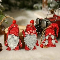 Ukrasi božićnog drva - obojen lijepim šumskim privjeskom, drveni patuljak viseći ukras, pogodan za Christmas