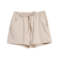 Zhizaihu kratke hlače za žene trendi ljetne elastične pamučne i posteljine kratke hlače Žene čvrste