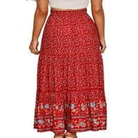 Glookwis dame a-line suknje Flowy duga suknja Losoki vintage ljetna cvjetna tiskana elastična struka