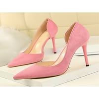 Žene Stilettos klizanje na visokim potpeticama Fau Suede d'Orsay pumpe Klasične haljine cipele Ženske šiljaste nožne prste seksi ružičaste 6,5