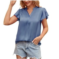 Yyeselk bluze za žene Dressy Ležerne s kratkim rukavima s kratkim rukavima s V-izrezom Trendi glatka