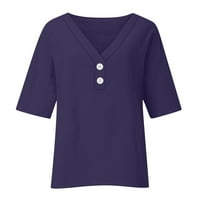 Puntoco plus klirens veličine ženske boje labava majica Sedam rukava gumba za gumbu pamuk i posteljina