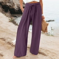 Gathrrgyp Capri hlače za zazor žena ispod 7 dolara, ženske casual pantalone čvrste elastične strukske vučne hlače sa džepom