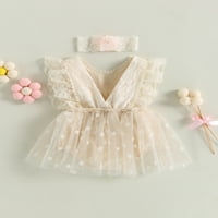 Princeze za bebe Girls Slatke Romper haljine Mrežni ruffles čipkave skakači bez rukava sa trakom za