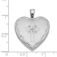Sterling Silver RH-pobrijani saten & D C W Diamond Cross Heart Clocket Q-QLS306