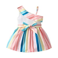 Djevojke toddlera haljina Swing Leisure Rainbow Striped ispisane opruge Ljetne djevojke Haljine Kućna