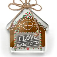Ornament tiskao je jednu stranu ploču s ja Love Massachusetts Christmas Neonblond
