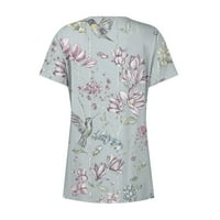 Strugten majice za žene kratki rukav dressy ljetni povremeni ispisani V-izrez nepravilne bluze za regu