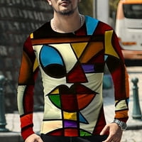 Muška bluza s dugim rukavima Redovna fit modni grafiti Print okrugli vrat Doružni vrhovi Casual Stretchy prozračne pulover T-majice Khaki XXXL