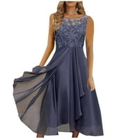 Ženska haljina šifon elegantna čipka za patchwork haljina bez rukava bez rukava rukavica ljubičasta večernja haljina ljubičasta m