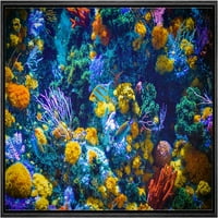 Uokvirena platna Print Wall Art Vibrant Neon Multicolor Anemone Coral Reef Nature Životinje Realizam