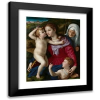 Agnolo Bronzino Black Moderni uokvireni muzejski umjetnički ispis pod nazivom - Djevica i dijete sa