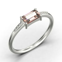Prekrasan minimalistički morgatit i dijamantski morgalni i dijamantni moissanite zaručni prsten, vjenčani