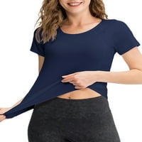 Colisha Women TEE kratki rukav Yoga T-majice Solid Color Workout Top Comfy Sportska posadna bluza za
