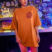 Ichuanyi žene predimenzionirane majice slogan grafički kap ramena O-izrez kratkih rukava majica bluza
