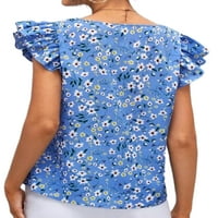 Avamo Žene Boho ruffle trime majica Flutter rukava labav pulover cvjetna putnička bluza