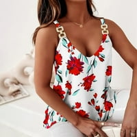 Ljetne bluze za žene Raglan vrhovi odjeća cvjetni print prsluk V rect bluza bez rukava bez rukava kawaii