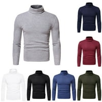 Duks turtleneck za muškarce Fleece pulover visoki vrat čvrste boje tanka majica za dno dugih rukava
