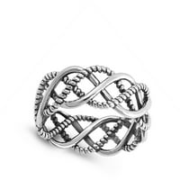 Konop čvor tkati antikvirani vjenčani prsten. Sterling Silver Band nakit ženski muški unise veličine