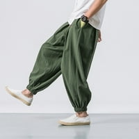 Miluxas Plus veličine hlače, muške casual labave hlače u boji široke noge elastične hlače vojska zelena