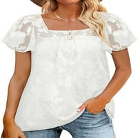 Luxplum majica za žene kratkih rukava šifon vrhovi čvrste boje tunika bluza Comfy majica plaža Tee White