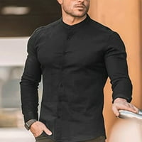 Muškarci mišića košulje Slim Stretch stand-up ovratnik majice dugih rukava