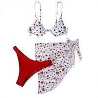 Ženski kupaći odijelo Bikini cvijet Print Cross Bandeau Tri kupaći kostim kupaći kostimi