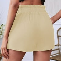 Borniu ženske zveške kratke hlače Ljetne casual labave čvrstih kratkih hlača s visokim strukom