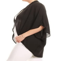 Kolekcija MOA Ženska plus veličina labavih fit rukava Kimono Style Otvoreni prednji čvrsti kardigan