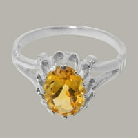Britanci izrađeni čvrstih 18K bijelog zlatnog prirodnog citrinskog ženskog angažovanog prstena - veličine