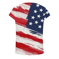 Jsaierl 4. srpnja Košulje Žene Patriotska USA Zastava zastava Uzorak tiska Plus size Labavi FIT Crewneck