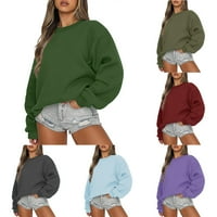 Gersome predimenzionirane dukseve za žene s dugim rukavima Crewneck Lagani pulover vrhovi čvrsti labavi