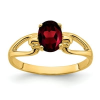 Čvrsta 14k žuto zlato 7x ovalni granat siječnja crvena dragulja za angažman prsten veličine 8