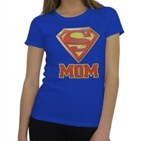 Superman - Super mama - Juniors Teen Girls Cap rukava rukava - srednja