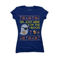 Smiješno ovdje za boos ružni džemper za Halloween Juniors Royal Blue Graphic Tee - Dizajn od strane ljudi L