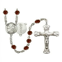 St. Luke Apostol ljekara Srebrna krunica januar crvena vatra polirana perle Crucifi Veličina medaljine