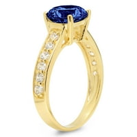 2.18ct okrugli rez plavi simulirani tanzanite 18k žuti zlatni godišnjički angažman prsten veličine 9.25