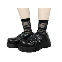 Daeful Womens punk cipele okrugli nothic kožne cipele niske vrhunske škole Udobnost Neklizajuća platforma