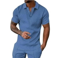 Muške modne majice opušteno fit čvrsta boja gumb teksture kratkih rukava kratkih rukava kratka majica