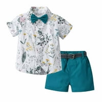 Lilgiuy Baby Boys Formalni setovi Ljetni elegantni casunski gumb dolje majica kratka pant Kids Cvjetni