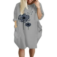 Prekomjerne veličine Žene DANADELION PRINT DRESS Long Majica Ljetne dame Baggy Tunic Plaže Haljine